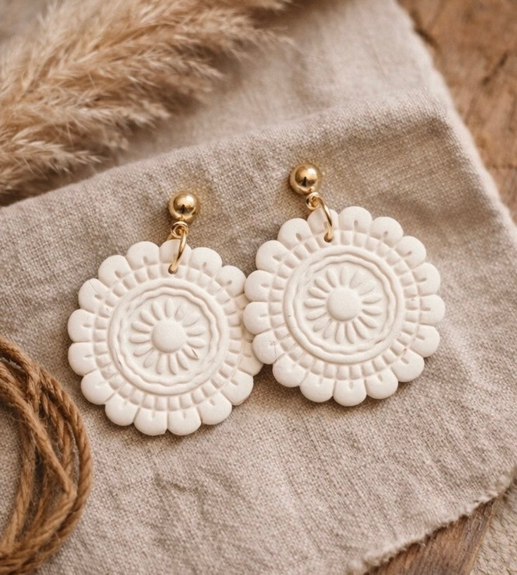 Boho Floral Clay Earrings