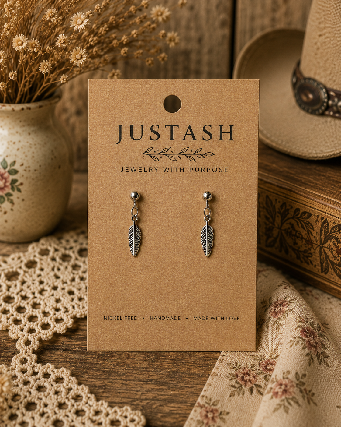 Minimal Feather Dangle Earrings