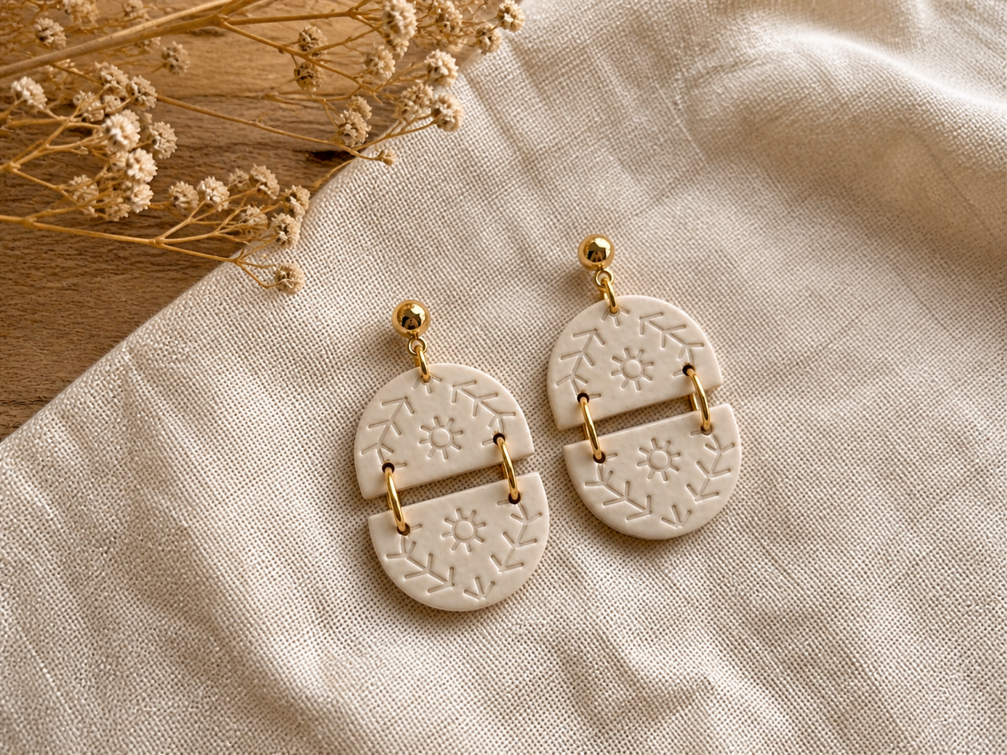 Neutral Boho Clay Earrings