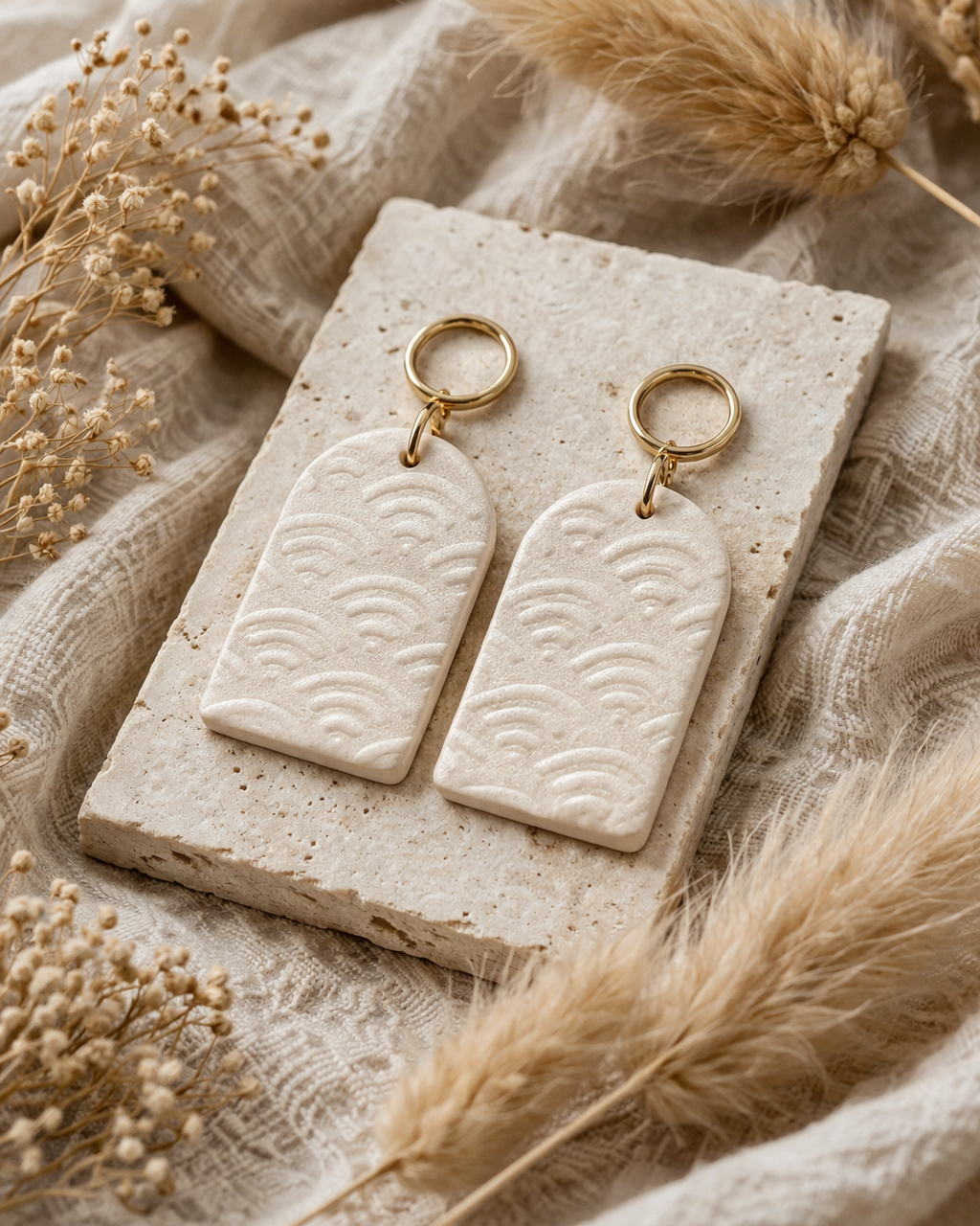 Textured Arch Clay Earrings