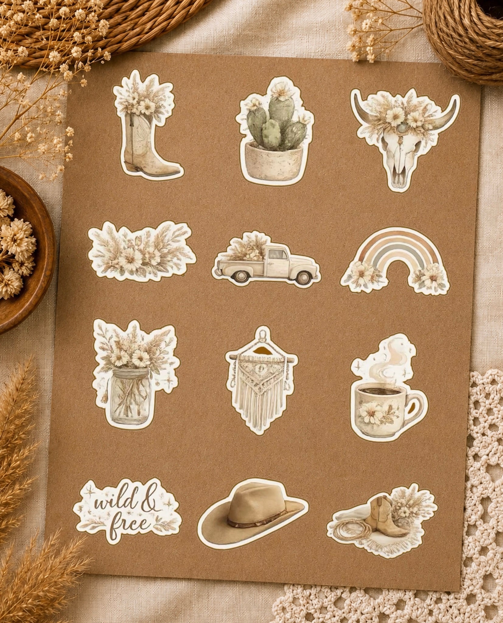 Boho Western Sticker Pack